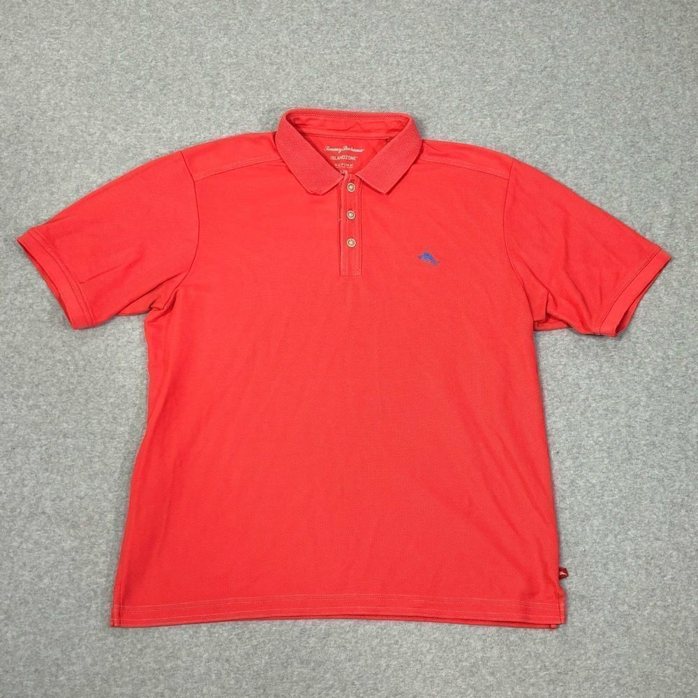 Tommy Bahama Island Zone Mens Polo Shirt Size Large Red Supima Cotton Casual Top